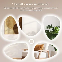Lustro Asymetryczne łazienkowe z oświetleniem LED ciepła barwa 50x70 Tulup