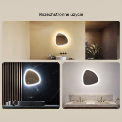 Lustro łazienkowe LED 54x54cm - nieregularne - LED Dual, włącznik