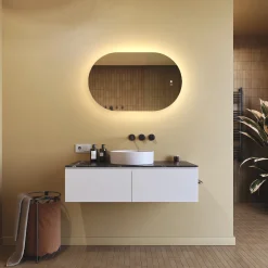 Lustro łazienkowe LED 80x50cm - owalne - LED Dual, włącznik, mata grzewcza