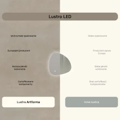 Lustro łazienkowe 54x54cm nieregularne - LED Dual, włącznik