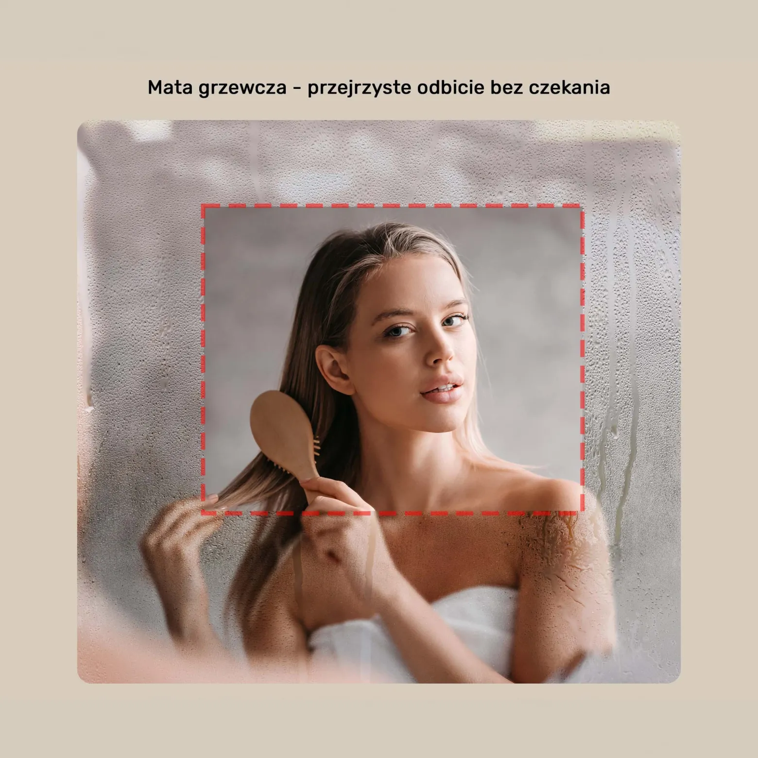 Lustro łazienkowe 80x60 czarny mat LED Dual dotyk + mata zaokrąglone