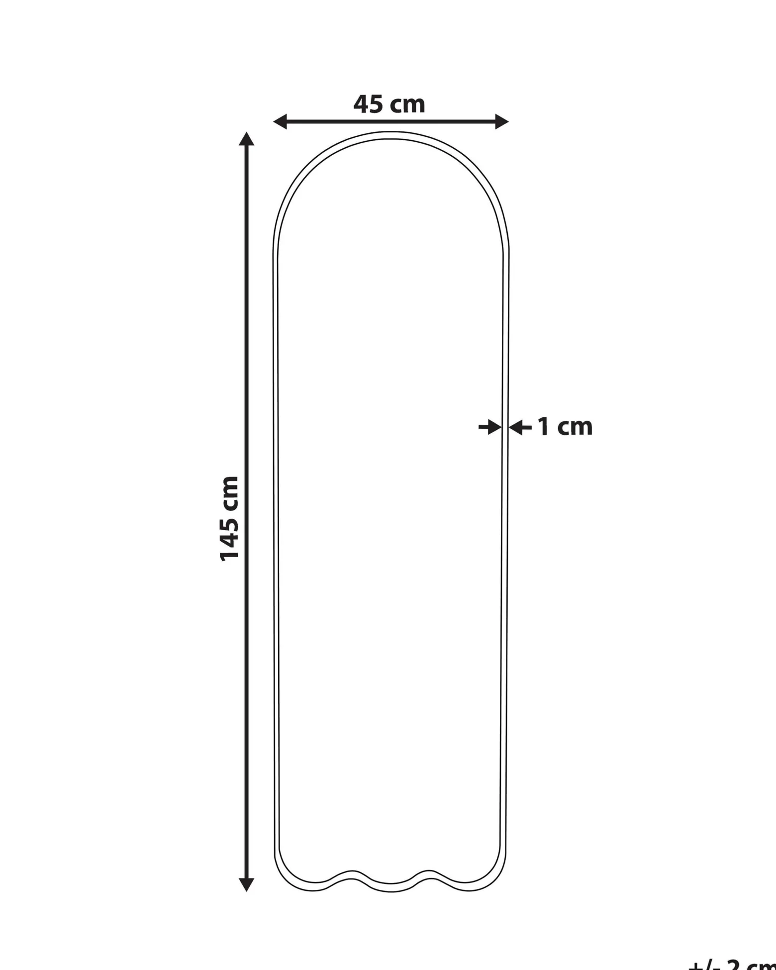Lustro ścienne metalowe 45x145 cm białe