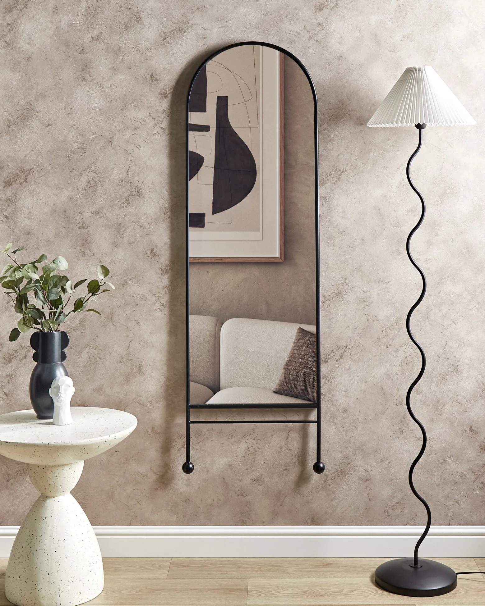 Lustro ścienne metalowe 45x145 cm czarne