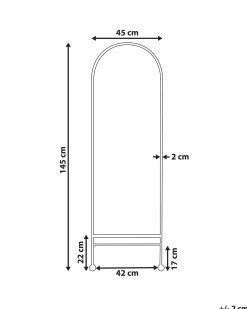 Lustro ścienne metalowe 45x145 cm czarne