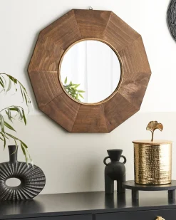 Lustro ścienne okrągłe drewniane ø 60 cm