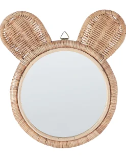 Lustro ścienne uszy misia rattan ø 20cm naturalne