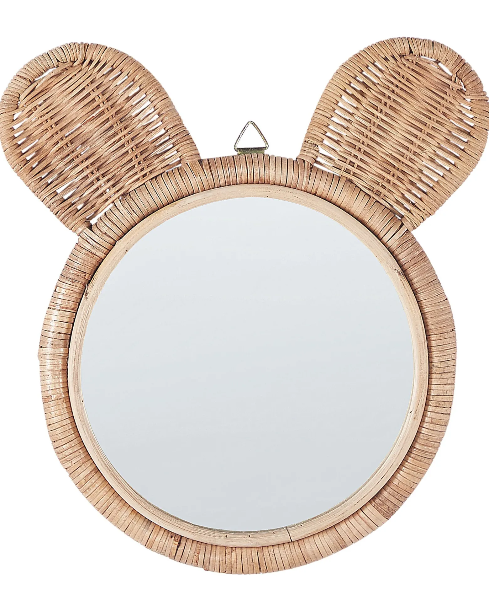 Lustro ścienne uszy misia rattan ø 20cm naturalne