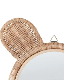 Lustro ścienne uszy misia rattan ø 20cm naturalne