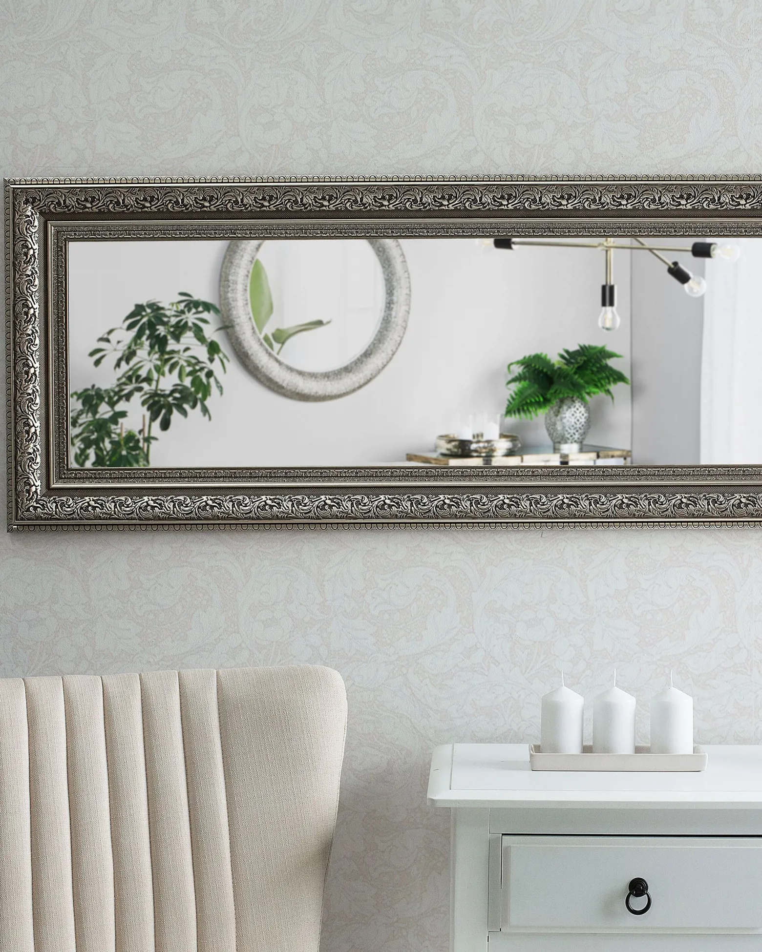 Lustro ścienne wiszące 51x141 złote