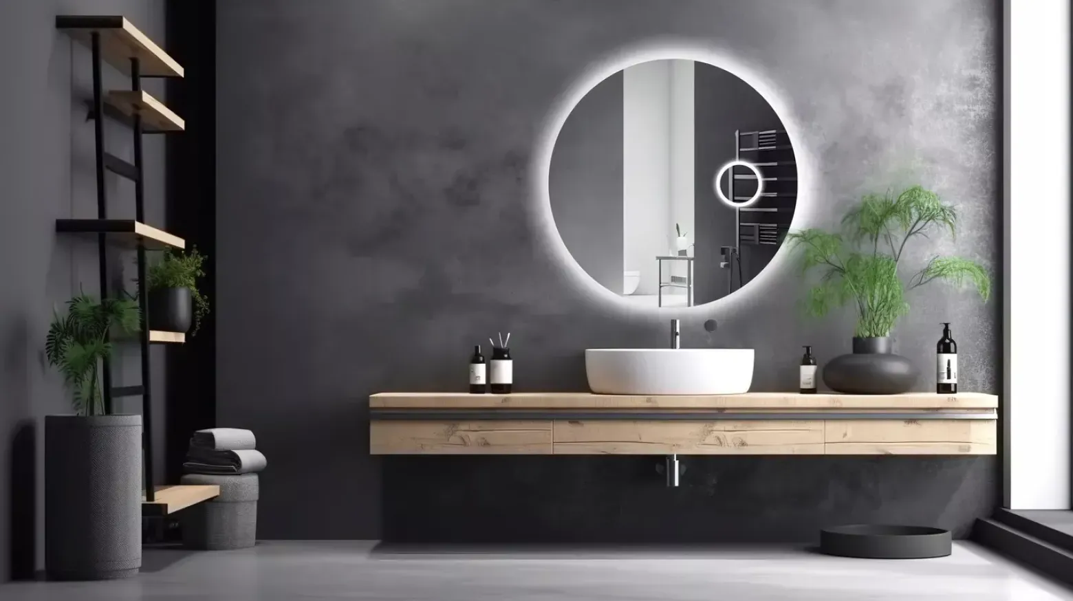 Lustro 60cm Okrągłe Led 480 diod/m Z Lusterkiem Kosmetycznym Do Makijażu