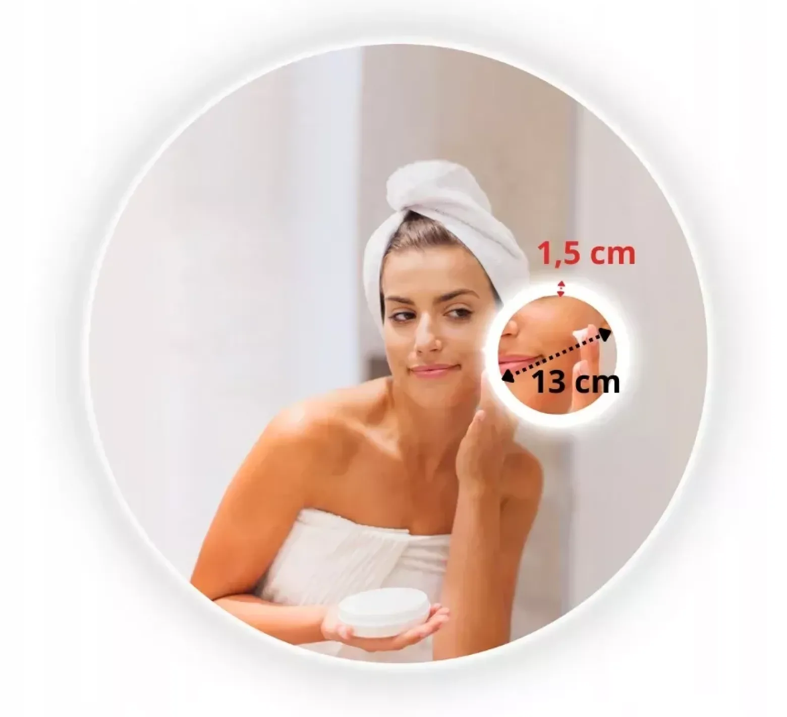 Lustro 60cm Okrągłe Led 480 diod/m Z Lusterkiem Kosmetycznym Do Makijażu