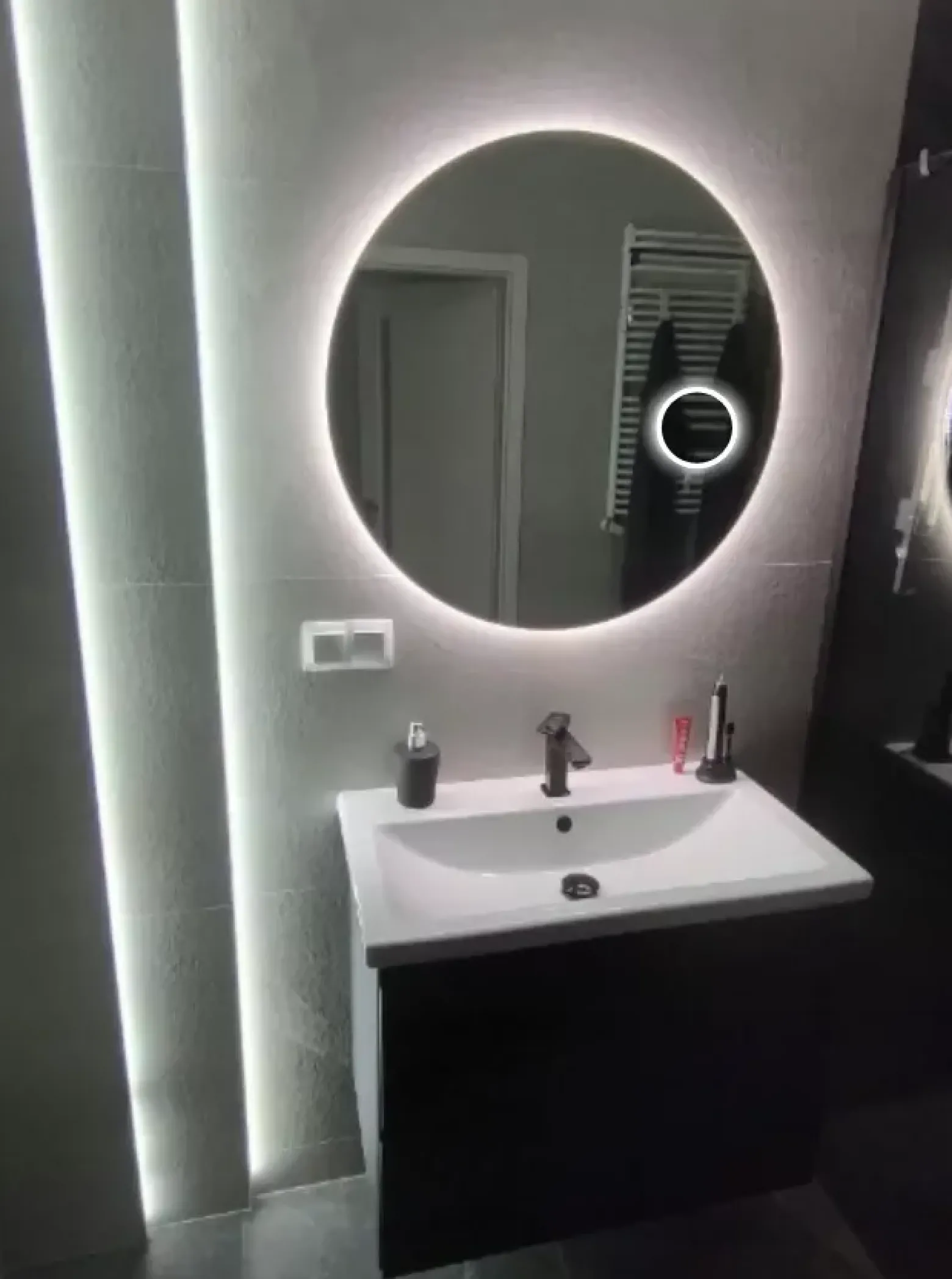 Lustro 60cm Okrągłe Led 480 diod/m Z Lusterkiem Kosmetycznym Do Makijażu