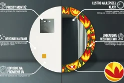 Lustro dekoracyjne Ścienne fi60 okrągłe - Tulipany retro