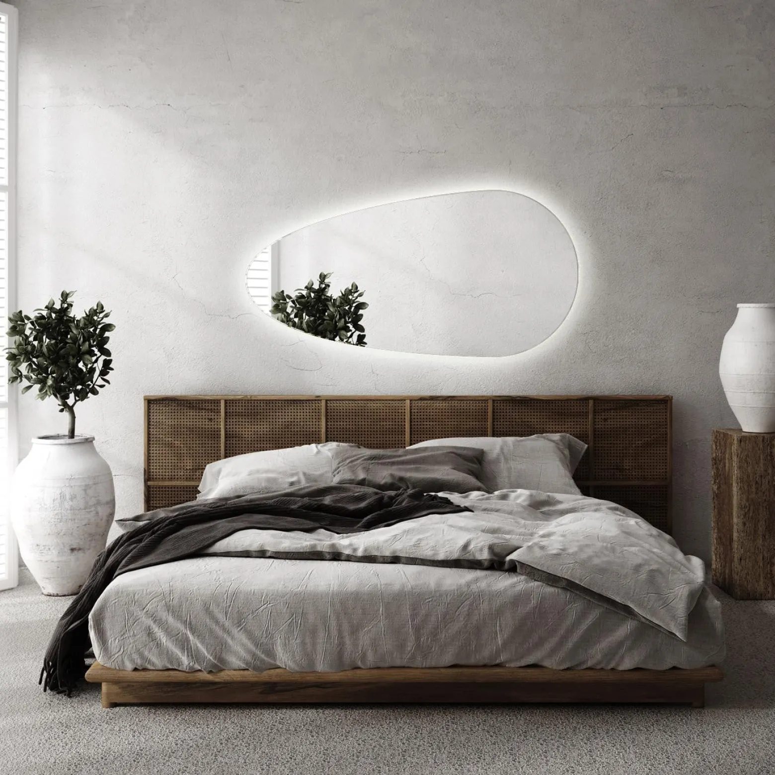 Lustro Łezka Nad łóżko Pionowe Led Loft Ścienne 45x90 cm