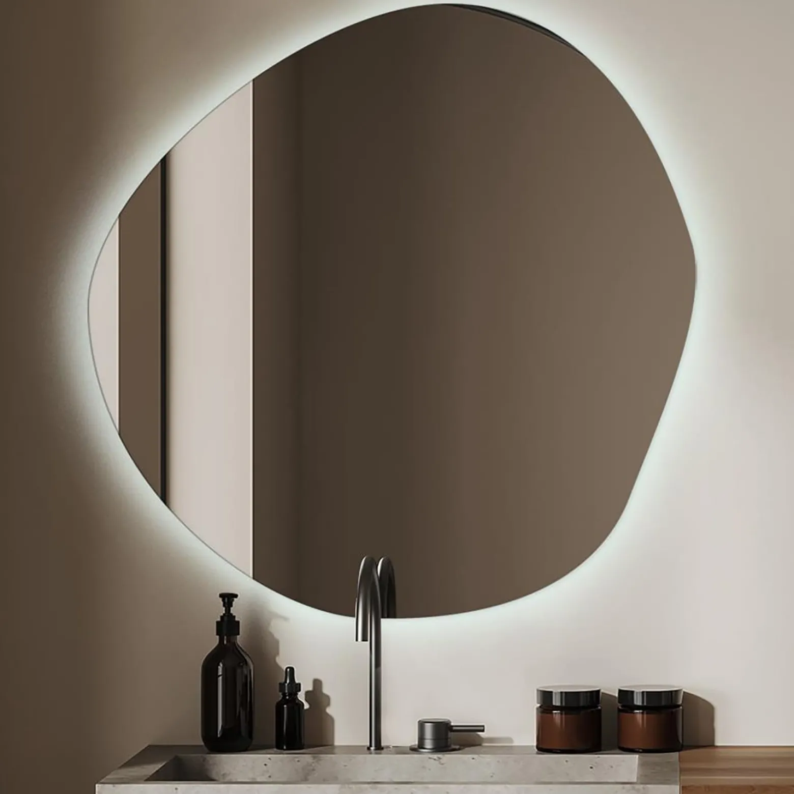 Lustro Kleks LED Wiszące Do Wizażu Salonu 58x58 cm