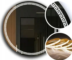 Lustro LED okrągłe 60 cm + wodoodporne ledy COB 480 diod/m ledowe PREMIUM