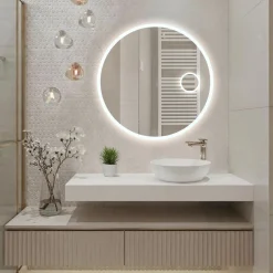 Lustro led okrągłe 60 COB z lusterkiem kosmetycznym do makijażu piaskowane
