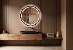 Lustro LED 80 w czarnej ramie aluminiowej loft okrągłe loftowe BRAK łączeń