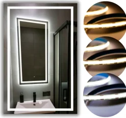 Lustro Led 60x80 Cm Cob 608 Diod/M Z Włącznikiem Dotykowym - 3 Barwy
