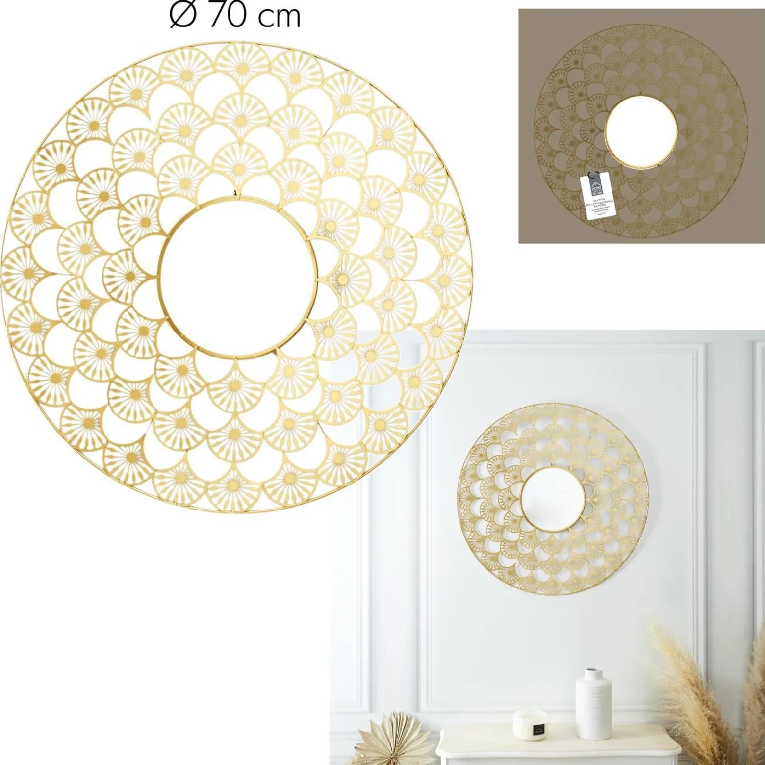 Lustro Mandala 70cm złota