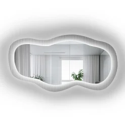 Lustro na szkle ornamentowym estriado z podświetleniem - LUXORA GLASORI LED