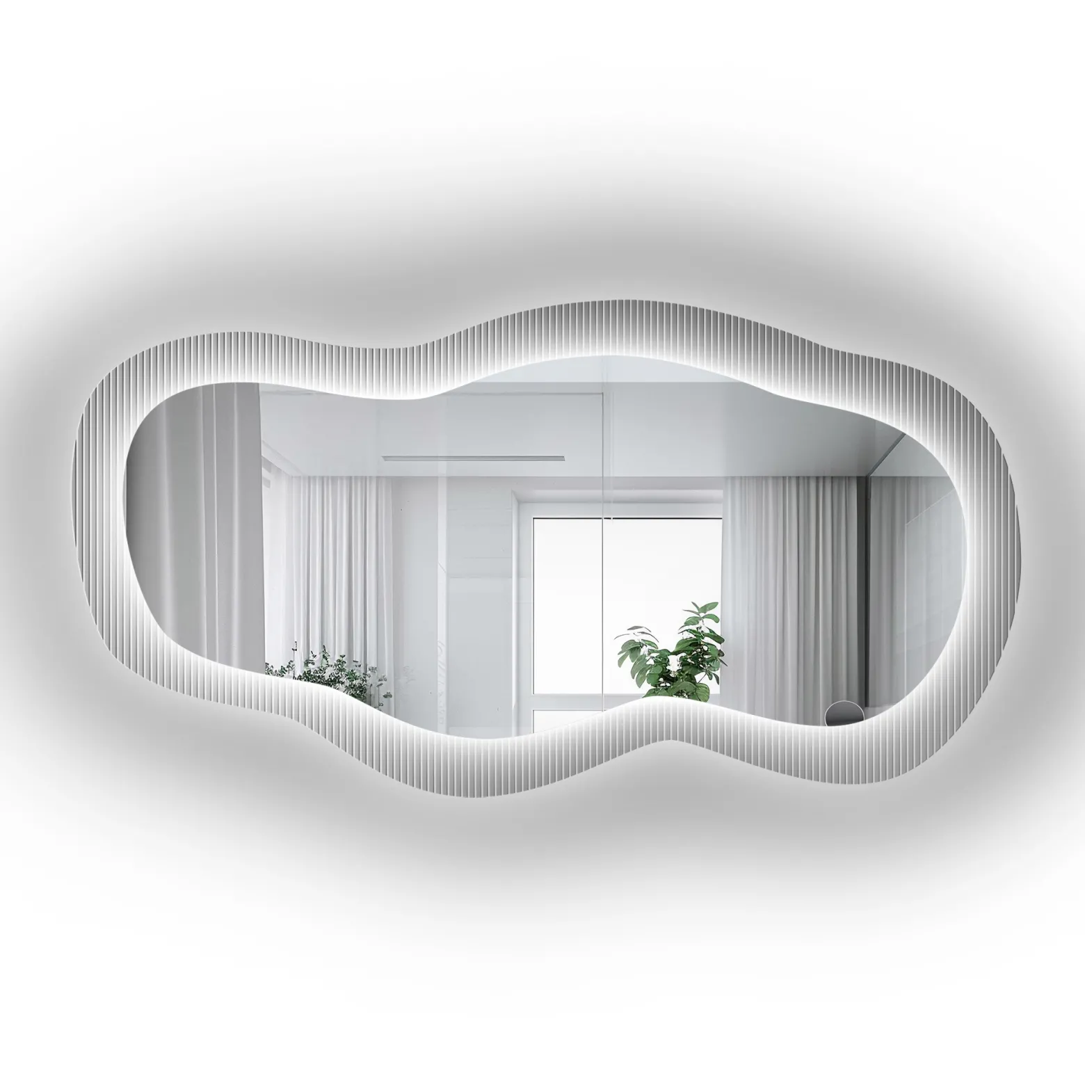 Lustro na szkle ornamentowym estriado z podświetleniem - LUXORA GLASORI LED