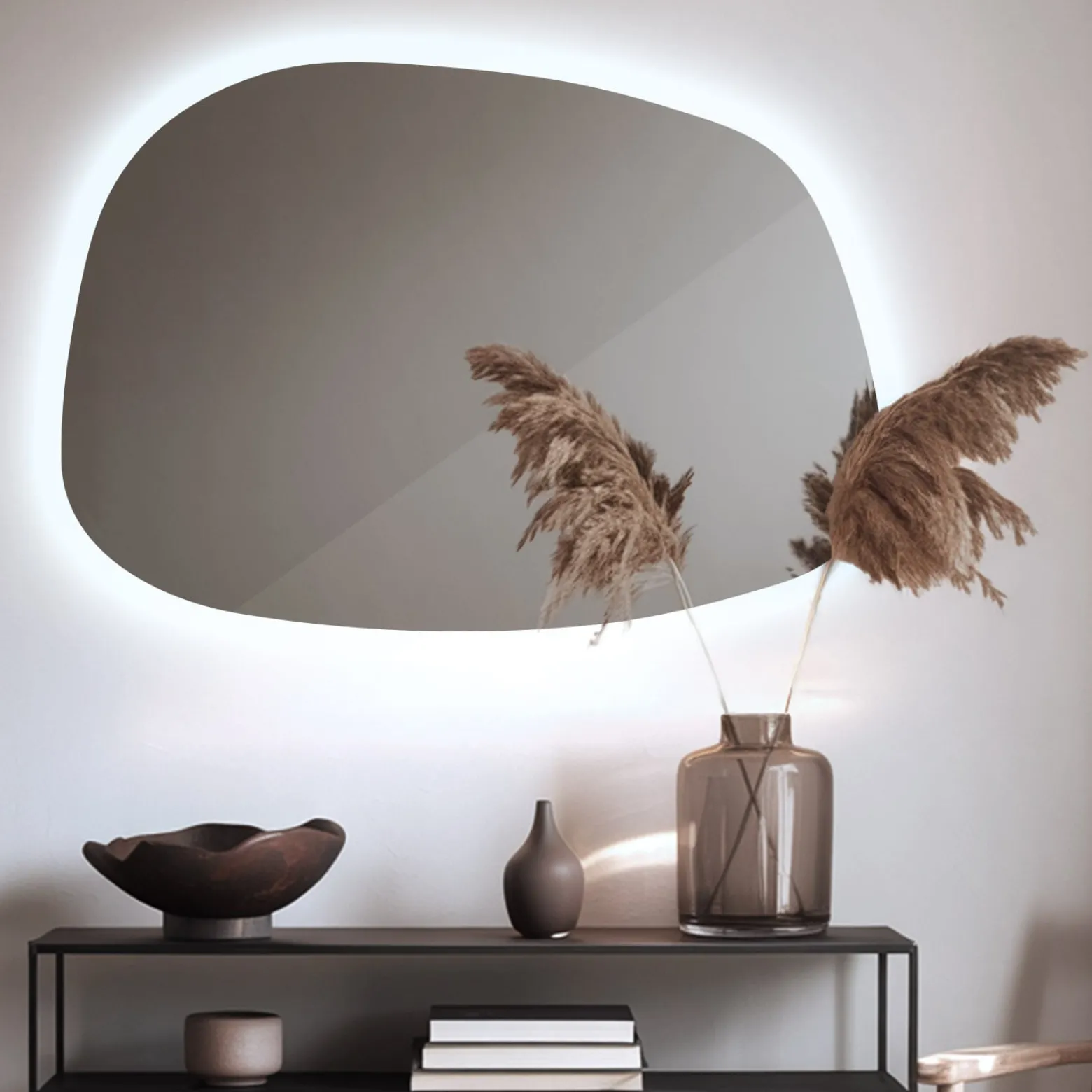 Lustro Nietypowe z Podświetleniem LED, światło zimne, 49 x 34 cm, Tulup