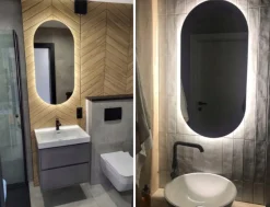 Lustro owalne łazienkowe led 50x90 podświetlane owal ledowe glamour