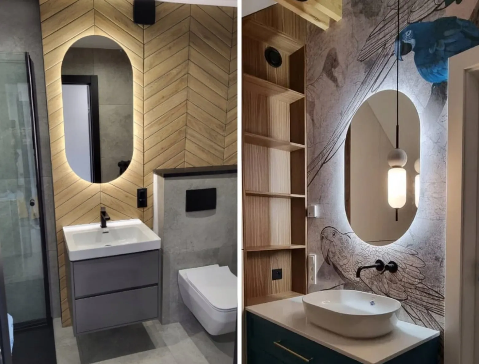 Lustro owalne łazienkowe led 50x90 podświetlane owal ledowe glamour