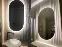Lustro owalne łazienkowe led 50x90 podświetlane owal ledowe glamour
