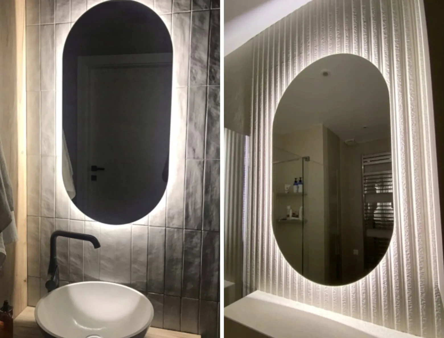Lustro owalne łazienkowe led 50x90 podświetlane owal ledowe glamour