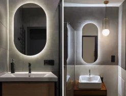 Lustro owalne łazienkowe led 50x90 podświetlane owal ledowe glamour