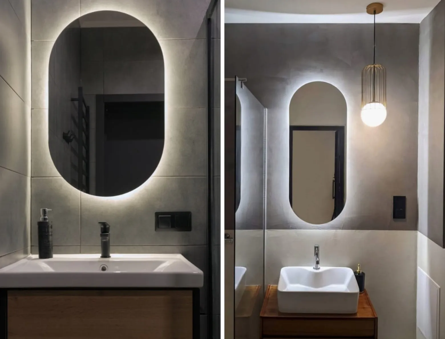 Lustro owalne łazienkowe led 50x90 podświetlane owal ledowe glamour