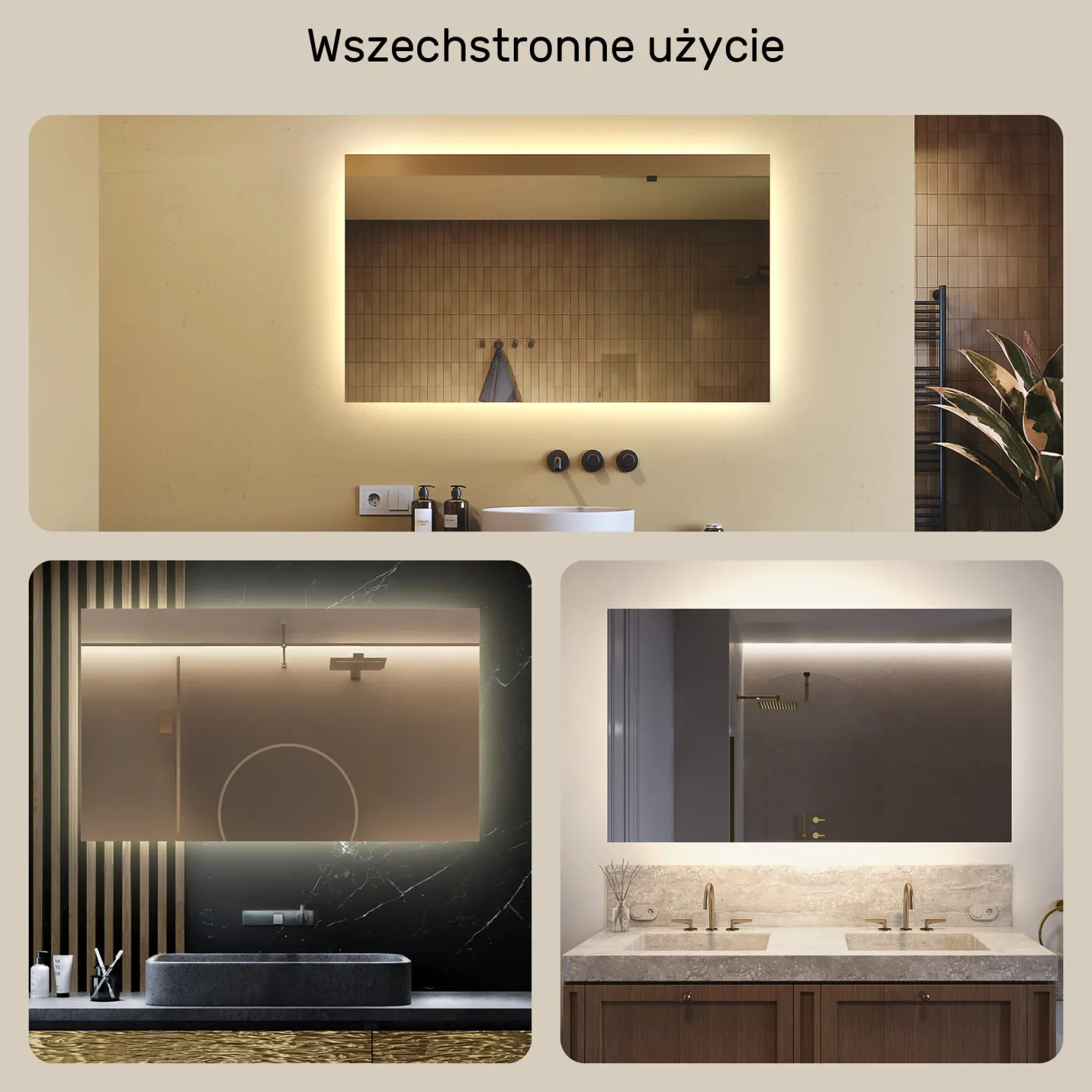 Lustro podświetlane łazienkowe LED 80x60 Poziome Barwa Neutralna