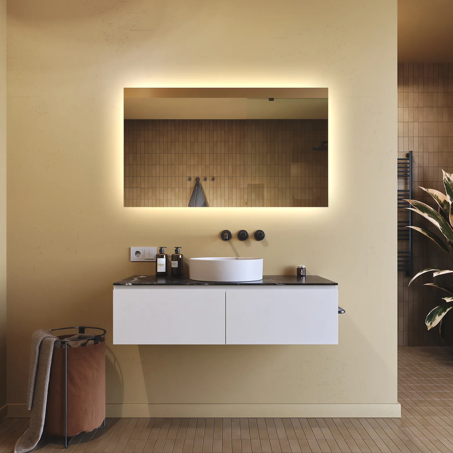 Lustro podświetlane łazienkowe LED 80x60 Poziome Barwa Neutralna