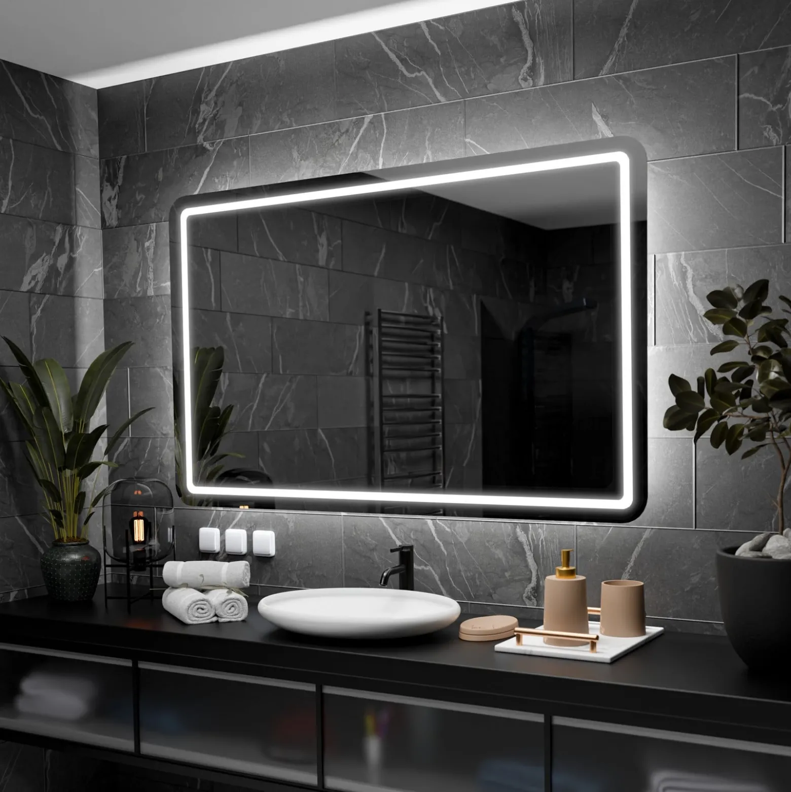 Lustro Podświetlane Led Madrid - 70Cm, 50Cm