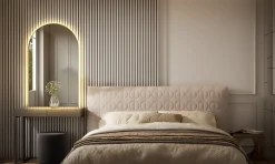 Lustro półowalne 45 x 80 cm LED Premium wiszące do salonu - ciepłe światło