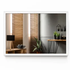 Lustro Prostokątne w Białej Ramie Glamour 60x40