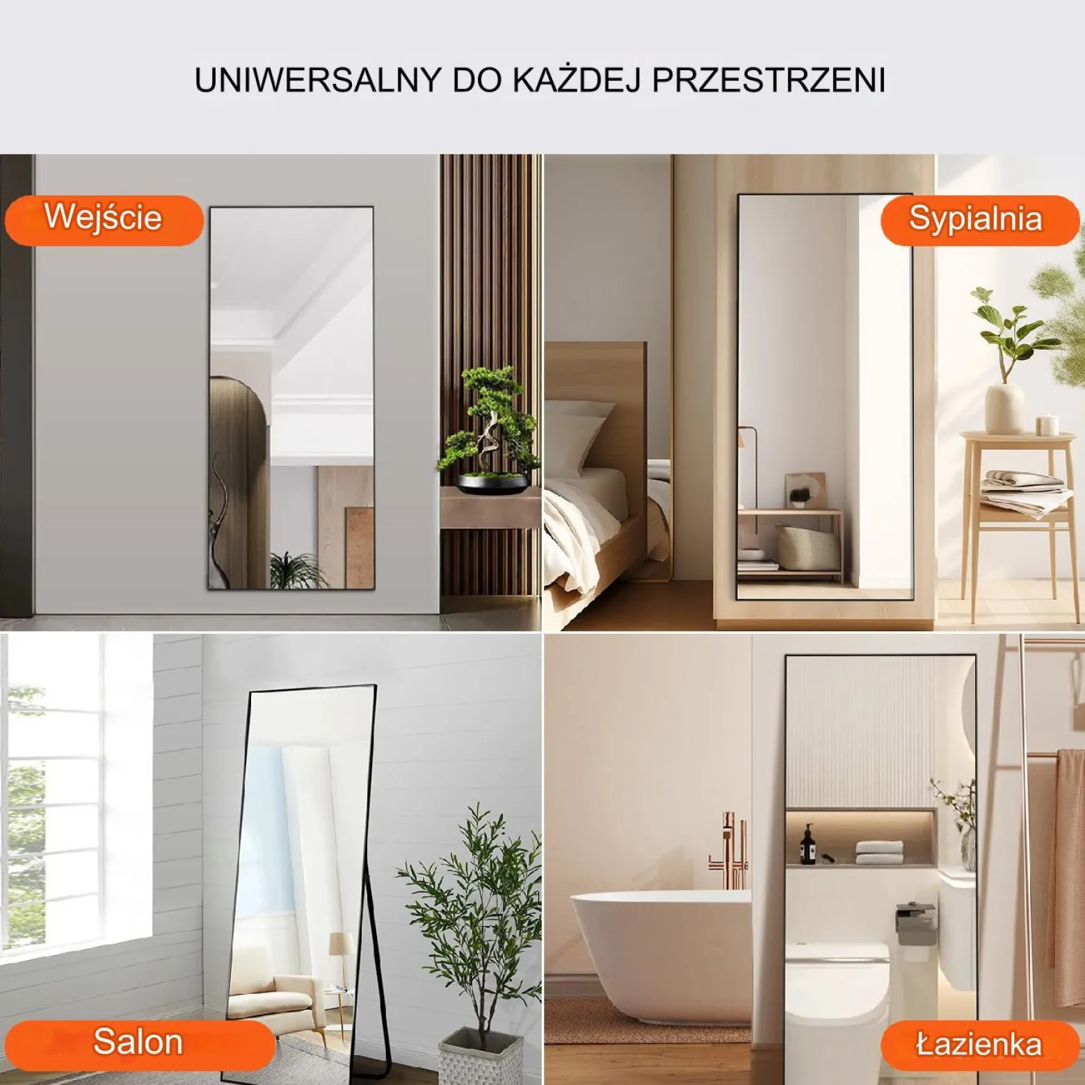 Lustro stojące do przymierzalni salonu garderoby i sypialni