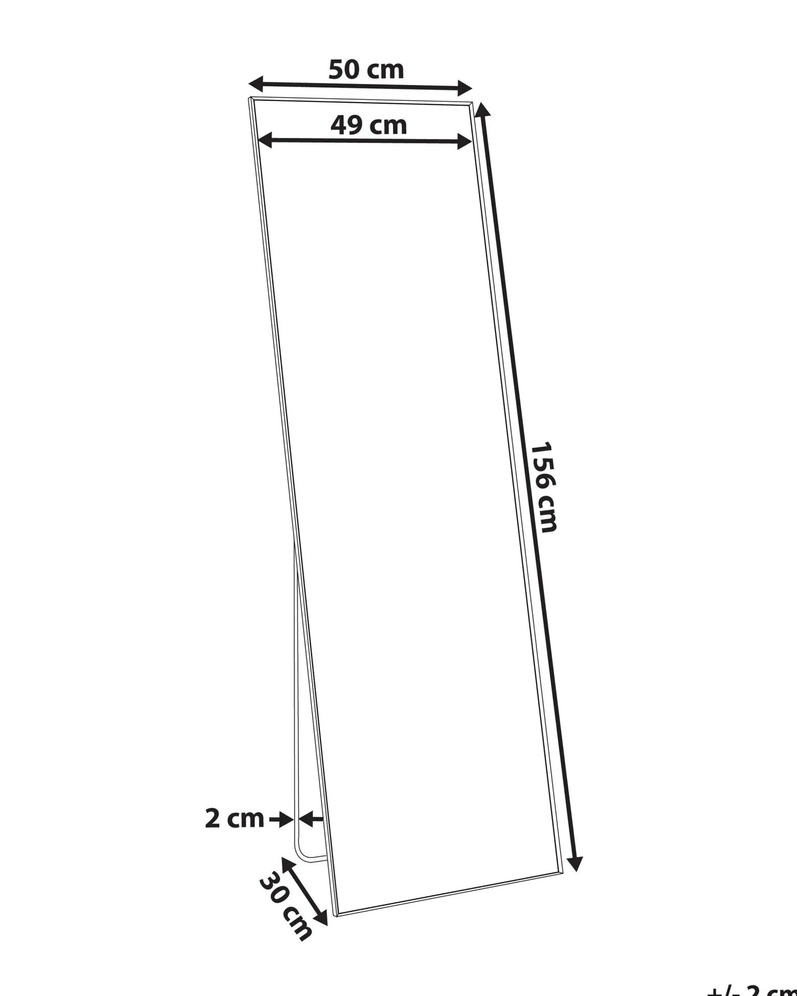 Lustro stojące z ramą czarną 50 x 156 cm