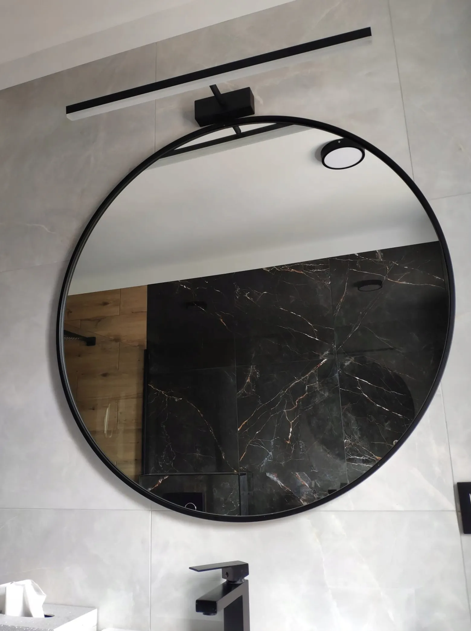 Lustro 40 W Czarnej Ramie Aluminiowej Loft Bez Oświetlenia