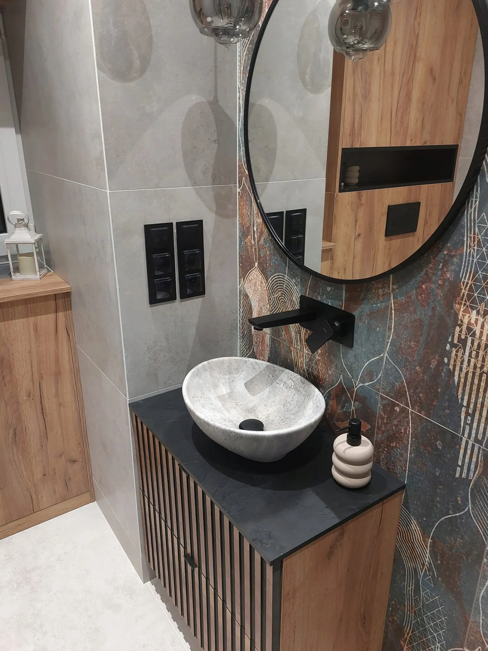 Lustro 40 W Czarnej Ramie Aluminiowej Loft Bez Oświetlenia