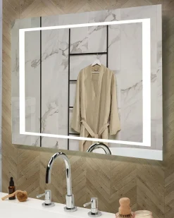 Lustro wiszące ścienne LED 60x80 srebrne