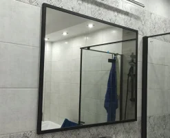 Lustro 80x80 W Czarnej Ramie Aluminiowej Mat Loft Bez Oświetlenia Loftowe