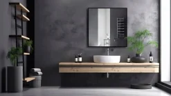 Lustro 80x80 W Czarnej Ramie Aluminiowej Mat Loft Bez Oświetlenia Loftowe