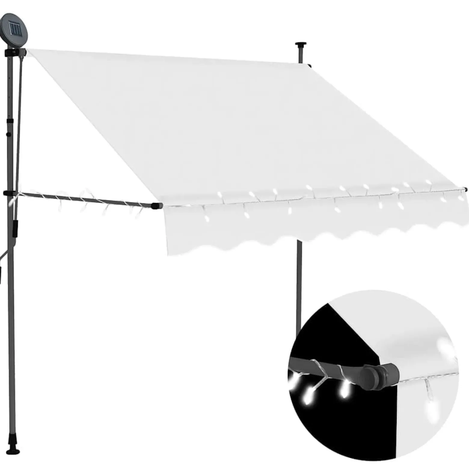 Markiza Balkonowa Tarasowa Ręcznie Zwijana Zadaszenie Ogrodowe LED 150 cm