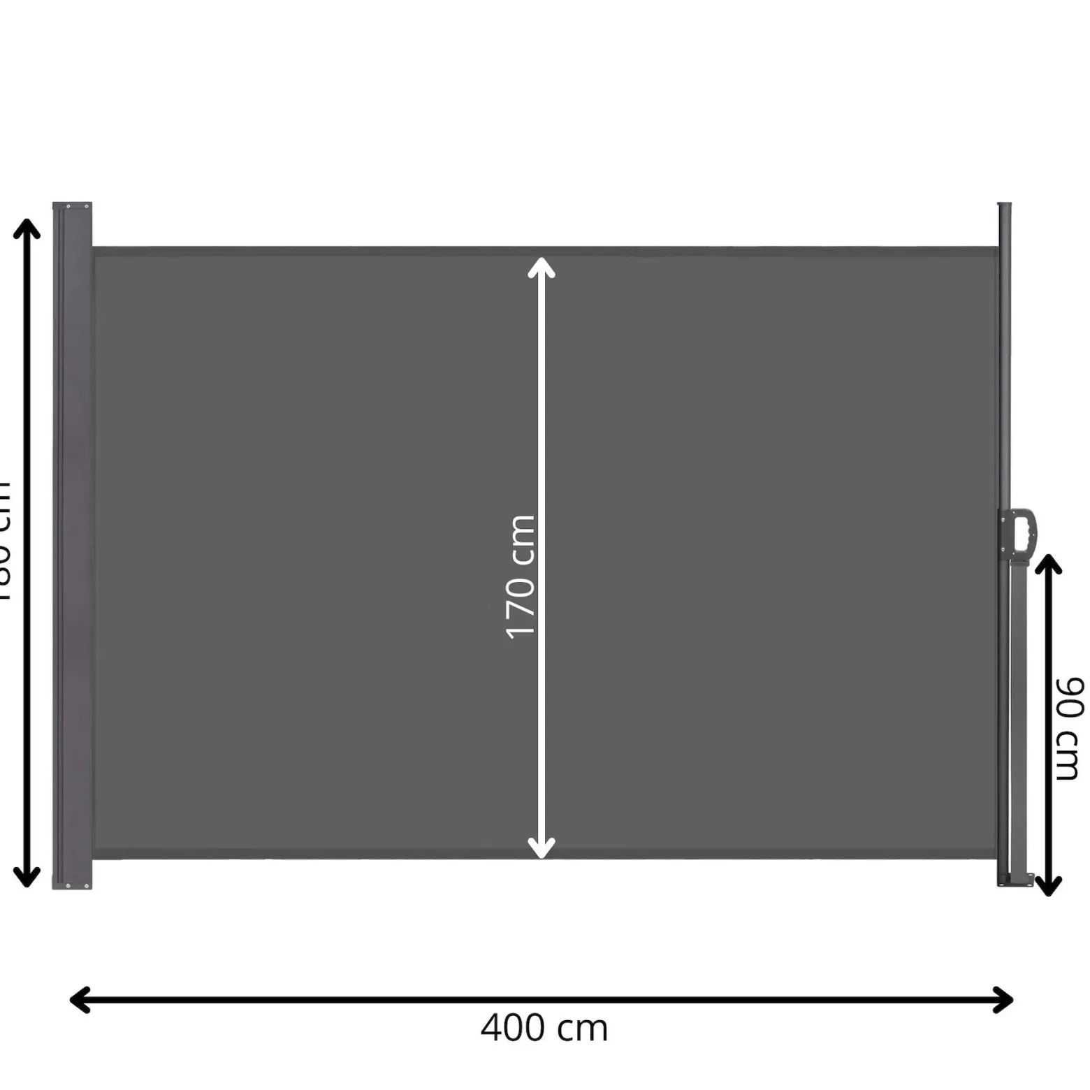 Markiza boczna tarasowa 400x180 cm roleta na balkon wysuwana osłona grafit