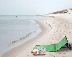 Mata plażowa składana z oparciem i kieszenią MP101 zielona
