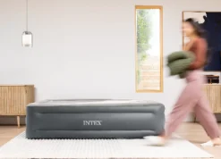 Materac dmuchany dwuosobowy welurowy z pompką Intex