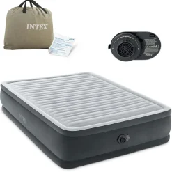 Materac dmuchany dwuosobowy Intex 64414ND welurowy z pompką 230V